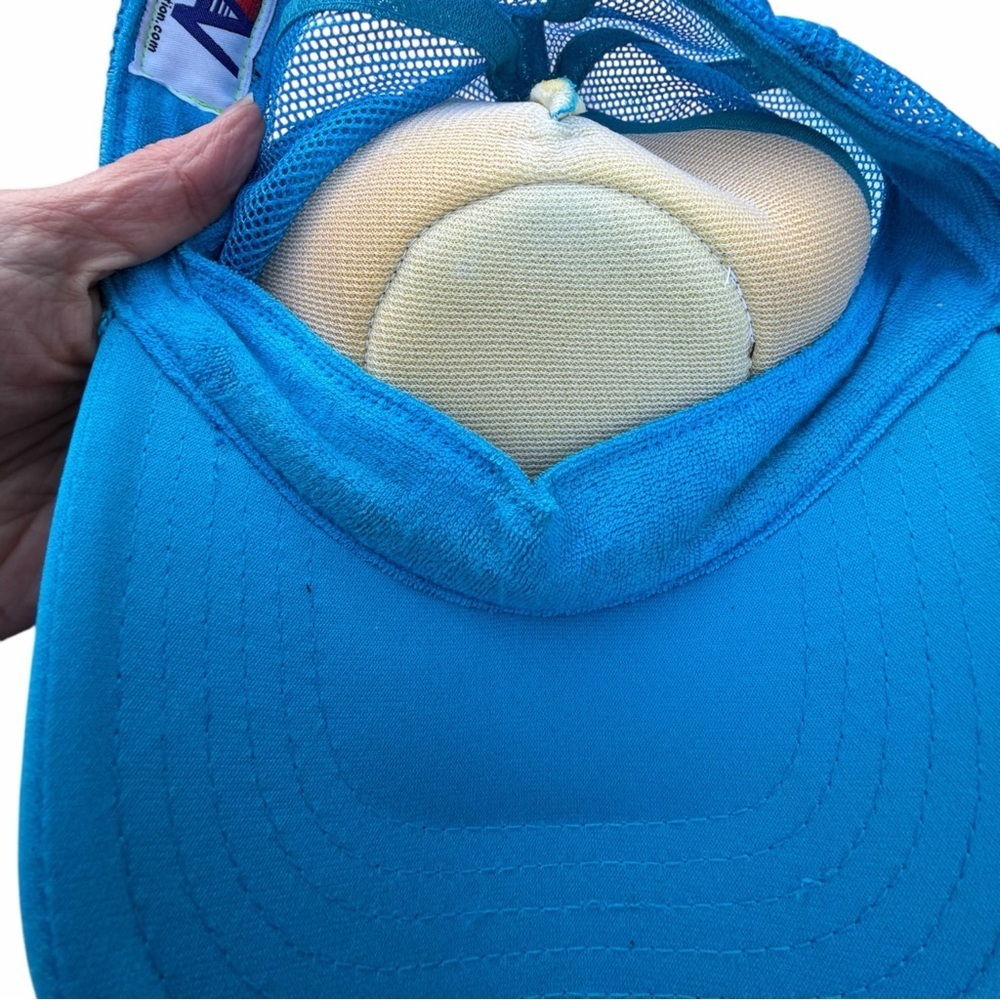 Aviator Nation Austin City LimitsBright Blue Mesh Trucker Hat with Rainbow Patch - Picture 6 of 6